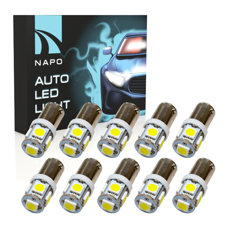 Автолампи діодна BA9S-5050-5smd, комплект 10 шт, T4W, 1155, колір світіння білий