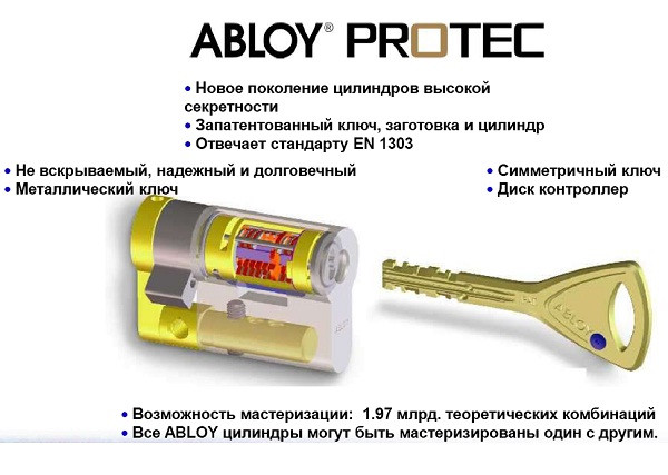 Цилиндр Abloy Protec 112 (31х81) S-L ключ-ключ - фото 2 - id-p112492343