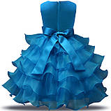 Дитяча сукня з трояндочками і воланами Блакитне на ріст 122-128 см, фото 2