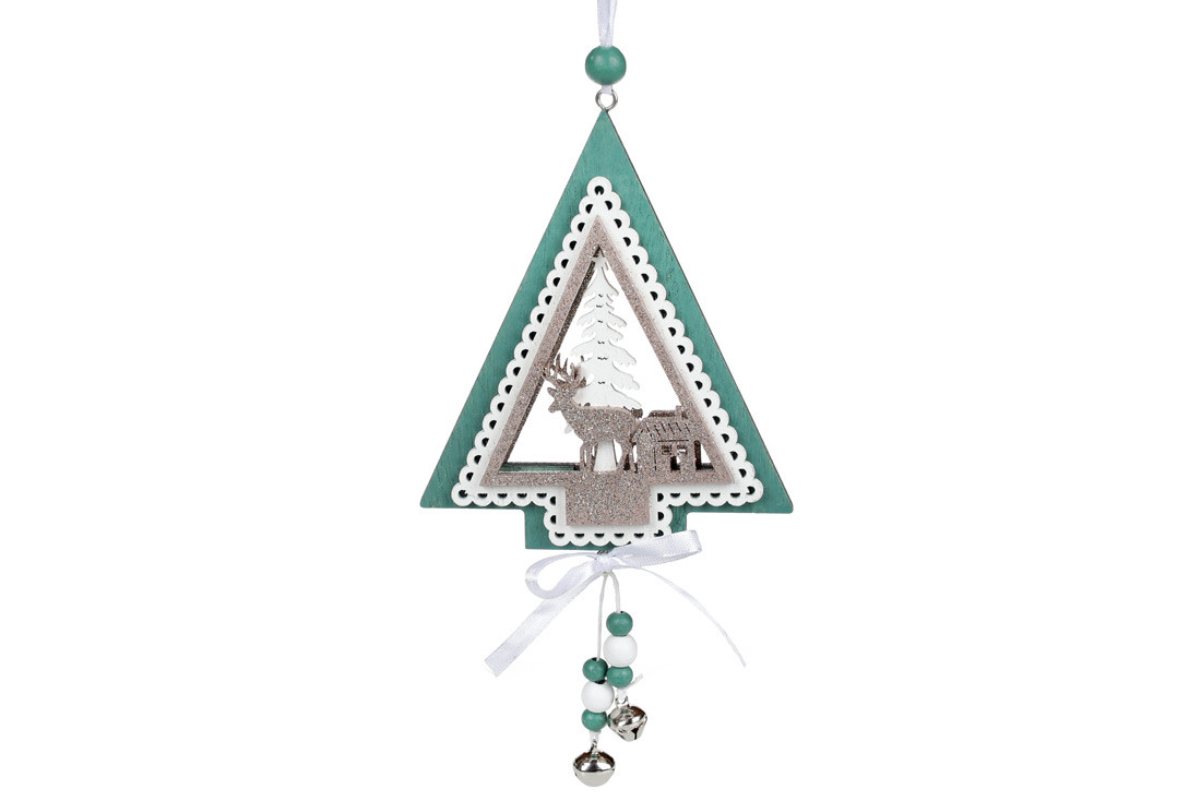 Підвісний дерев'яний декор Ялинка, 14,5см ТОВАР ВІД ВИРОБНИКА