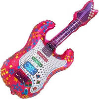 Качество! Красивый шар из фольги на День Рождения FM Гитара Малиновая 112см*50см
