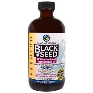 Чорний кмин, 100% чисте масло насіння чорного кмину, 240 мл Amazing Herbs