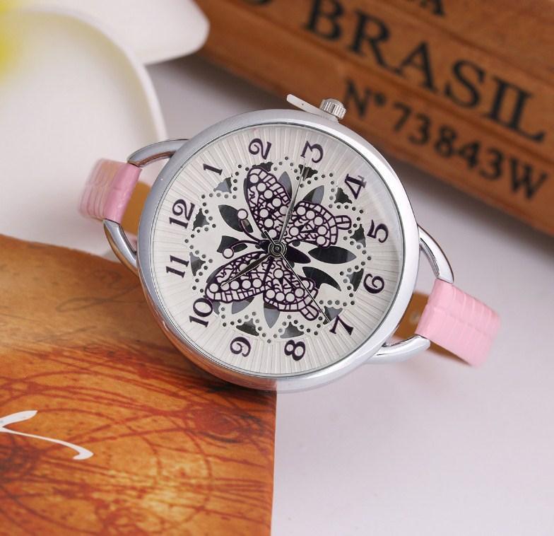 Наручний годинник із метеликом Fly pink, фото 1