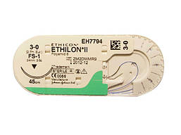 Етілон 3-0 П-зворотньо-ріжуча 26 мм, 3/8кола, блакитний 45см