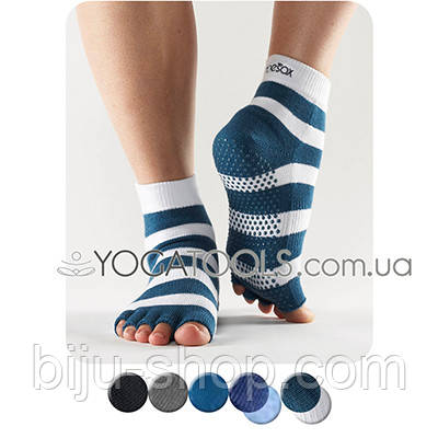 Шкарпетки для йоги нековзні BLUE&WHITE ANKLE, чоловічі (38-46р.), TOESOX, USA