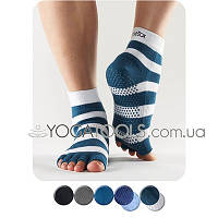 Носки для йоги нескользящие BLUE&WHITE ANKLE, мужские (38-46р.), TOESOX, USA