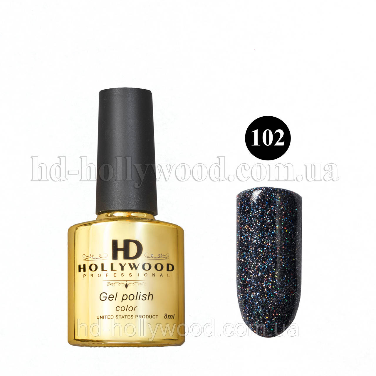 Гель-лак 102 Сірий Шимер Зоряне Небо HD Hollywood 8 ml, фото 1
