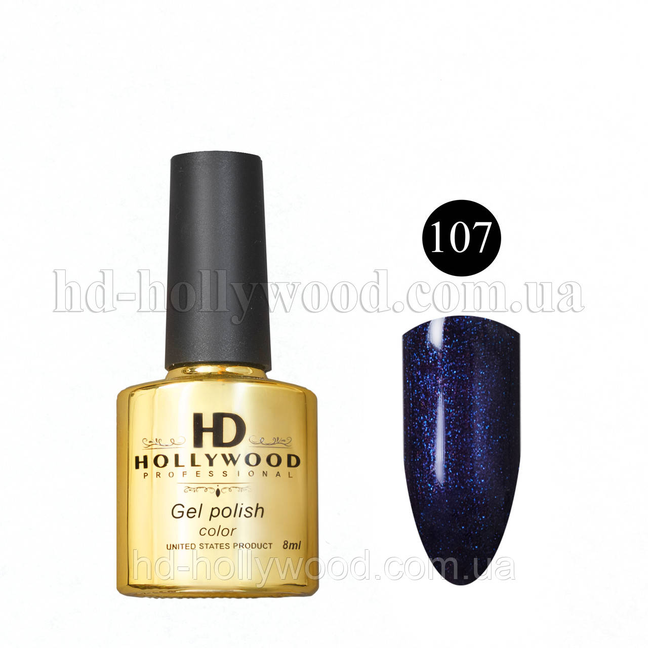 Гель-лак 107 Синій Шимер Щільний HD Hollywood 8 ml, фото 1
