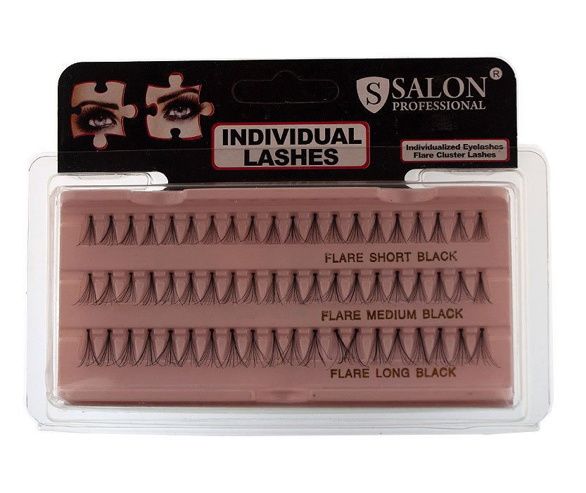 Вії в пучках Salon Professional Individual lashes short, medium, long Чорні