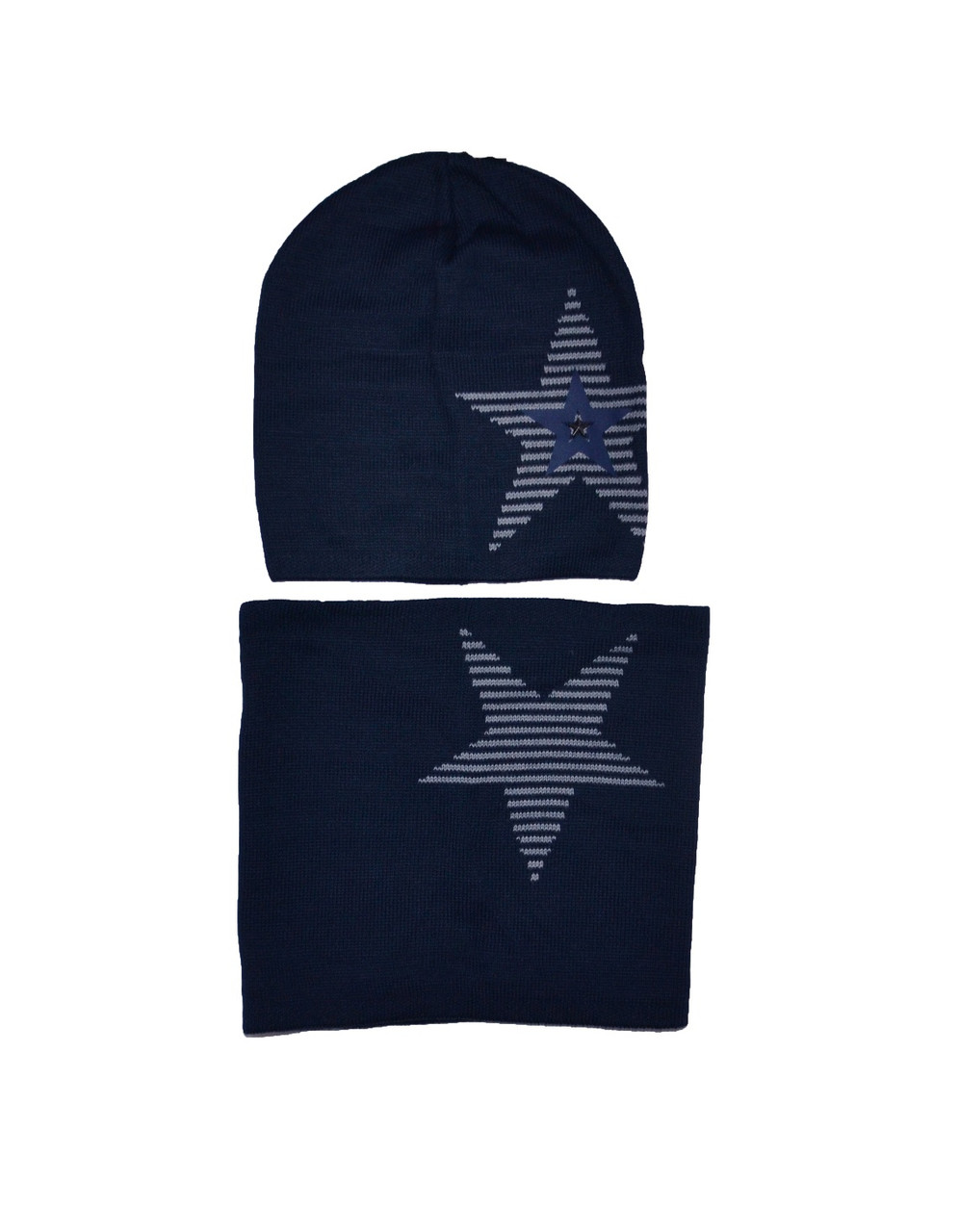 Комплект шапка і шарф-снуд демісезонний зірки