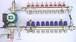 Колектор на 9 виходів + змішувальний вузол із байпасом