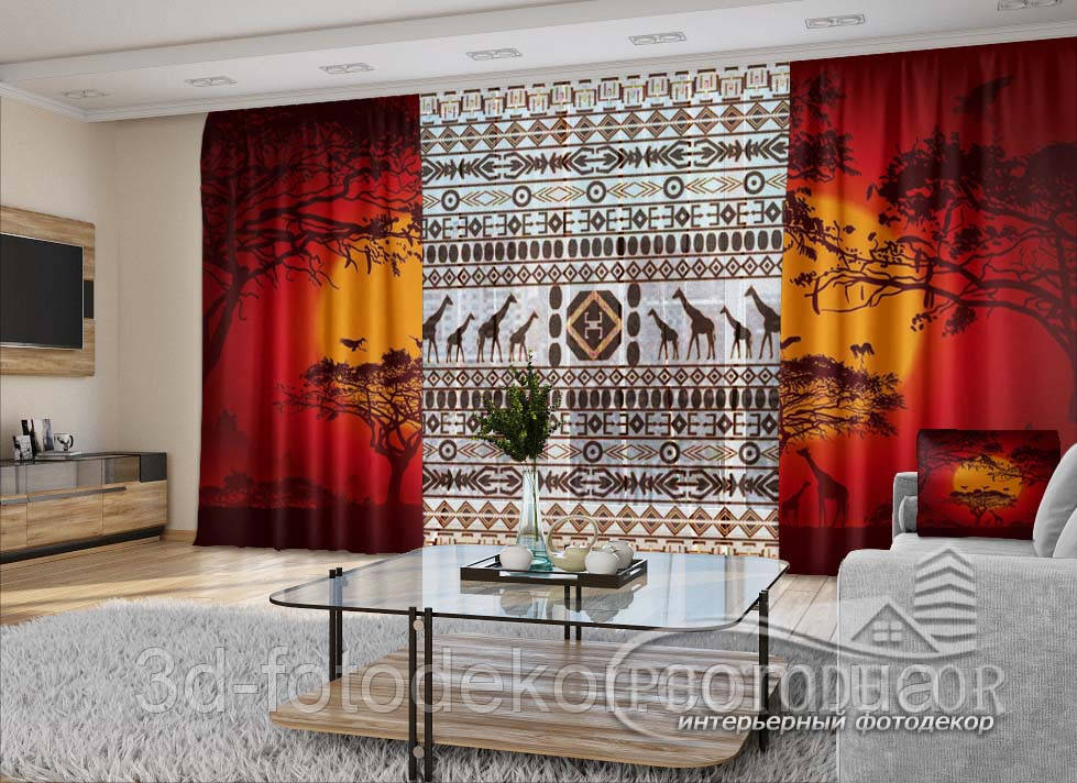 3D - Фото Штори і тюль "Африканські мотиви" - будь-який розмір. Читаємо опис!, фото 1