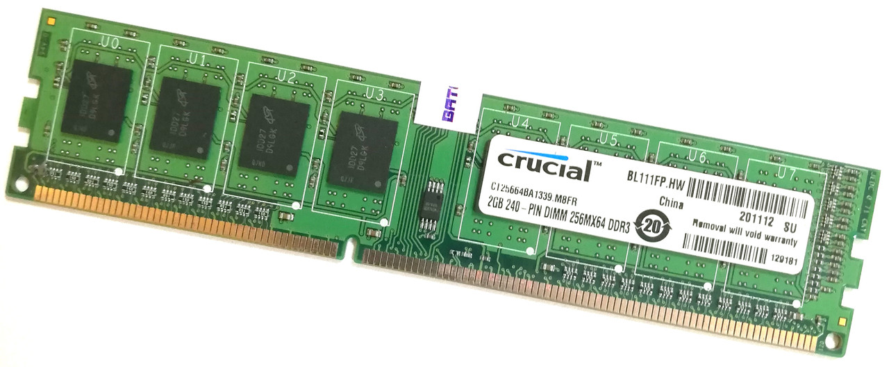 Оперативна пам'ять Crucial DDR3 2Gb 1333MHz PC3-10600U CL9 1R8 Б/В MIX