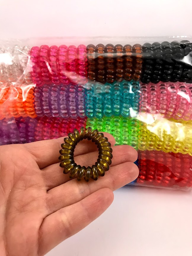 Гумка для волосся пружинка кольорова 4 см 100 шт, фото 1