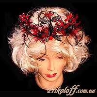 Діадема червона з чорним пером