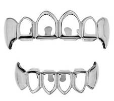 Зуби (брекети,грілзи) прозорі срібло з іклами нержавіюча сталь Grillz