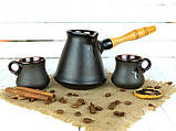 Турка Бразильська керамічна з дерев'яна яною ручкою в наборі з чашками 300 мл, фото 2