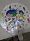 Повітряна куля фольгований круглий білий з написом " Happy Birthday малюнок русалонька, фото 3