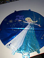 Воздушный шар фольгированный круглый с надписью Happy Birthday рисунок Эльза 1шт