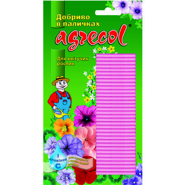 Добриво Agrecol в паличках для квітучих рослин із вітаміном С, 30 шт.