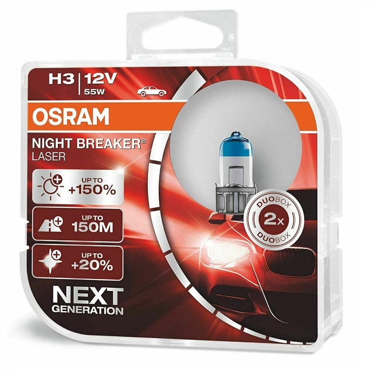 Автолампы Osram H3 Night Breaker LASER NG +150% 55W 12V PX26d HardDuopet (64151NL-HCB)