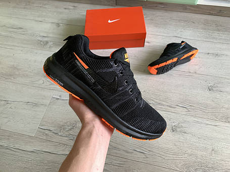 Чоловічі кросівки Nike Zoom Flyknit Max Black Orange чорні з оранжевим, фото 1
