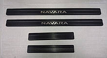 Накладки на пороги Nissan Navara III 2005 - 4шт. Карбон