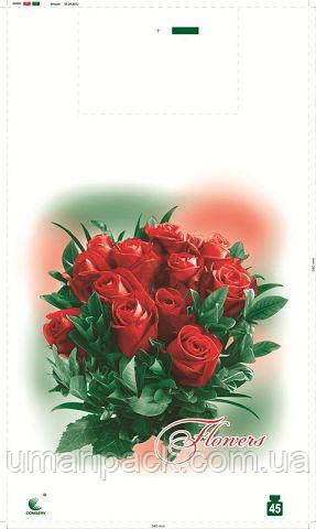 Пакет майка поліетиленова 34*58 Троянди (5 кольорів) "Комсерв" (100 шт)заходь на сайт Одноразка