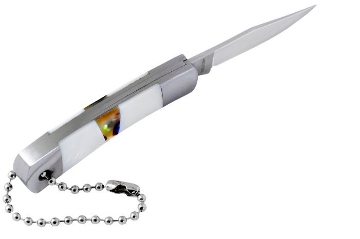 Ніж складний, ніж-брелок, рукоять з натуральної перламутровою черепашки, невеликий, легкий