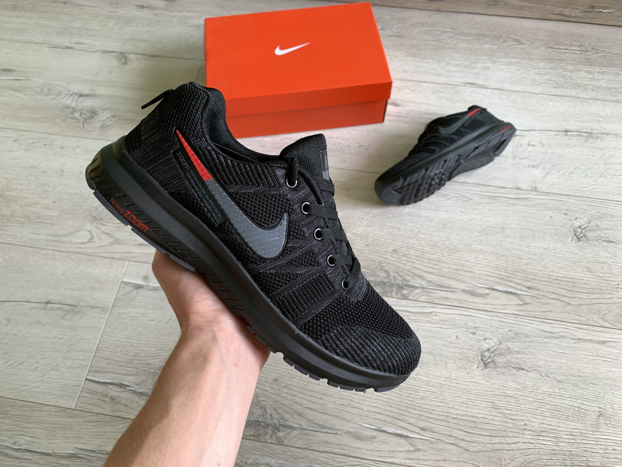 Чоловічі кросівки Nike Zoom Flyknit Max Black Red чорні з червоним