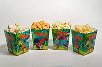 Коробочки стаканчики бумажные   для сладостей и попкорна Тролли  5 шт/уп