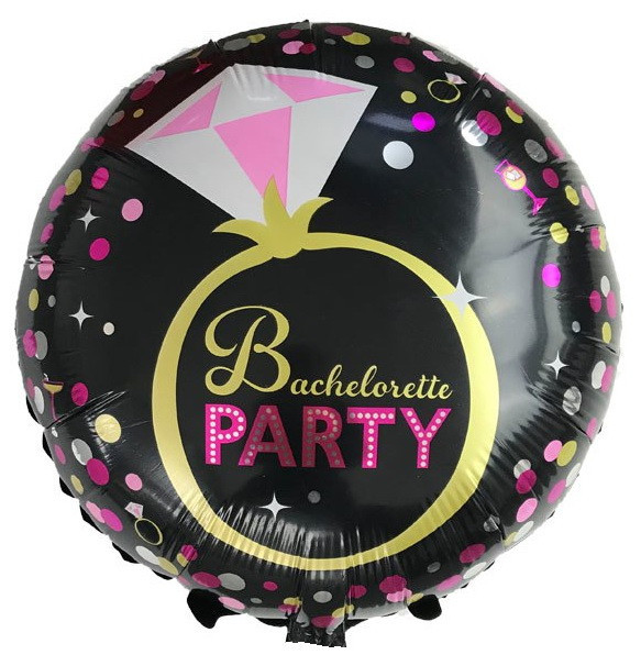 ФОЛЬГОВАНІ КУЛІ КРУГЛІ "BACHELORETTE PARTY" КІЛЬЦЕ..ДІАМЕТР: 18"(45 СМ).