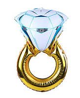 Фольгированный шар фигурный "Кольцо с брильянтом золотое" 35см