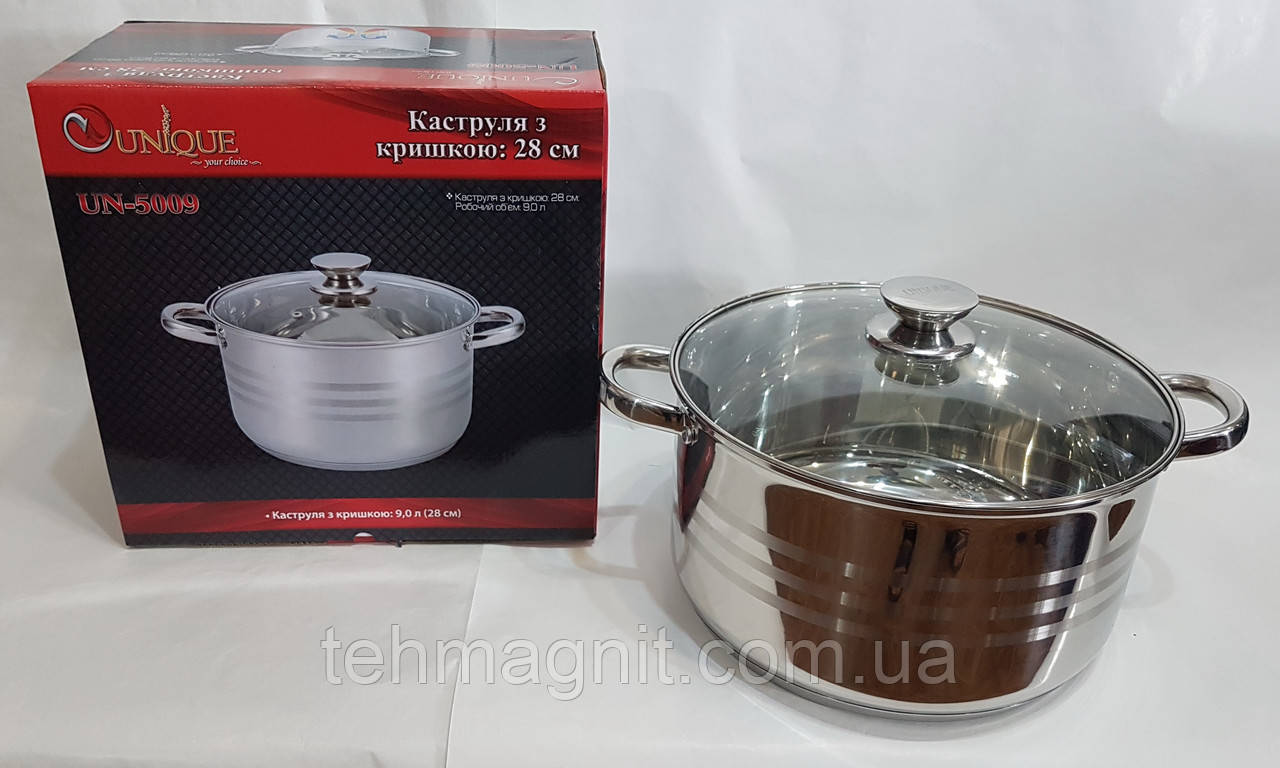 Каструля з неіржавкої сталі UNIQUE UN-5009 (9,0 л, 28 см)