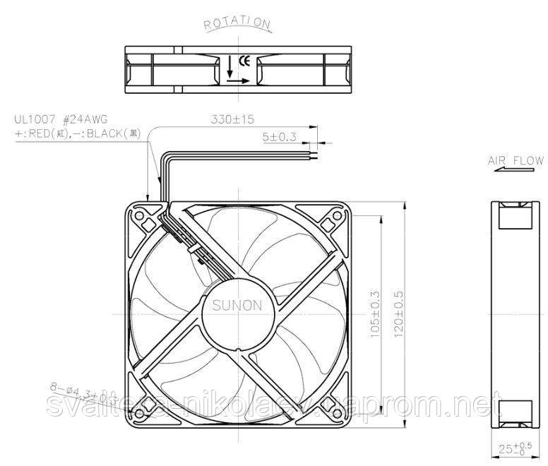 MEC0251V2-A99 вентилятор 120x120x25 mm, 6...13.8 VDC, 3.4 Вт, Vapo, 158 м3/ч, 40.5 dBA - фото 2 - id-p1034156444