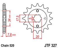 Мотозвезда JT передня (ведуча) під ланцюг 520 на 15 зубів сталева JTF327.15