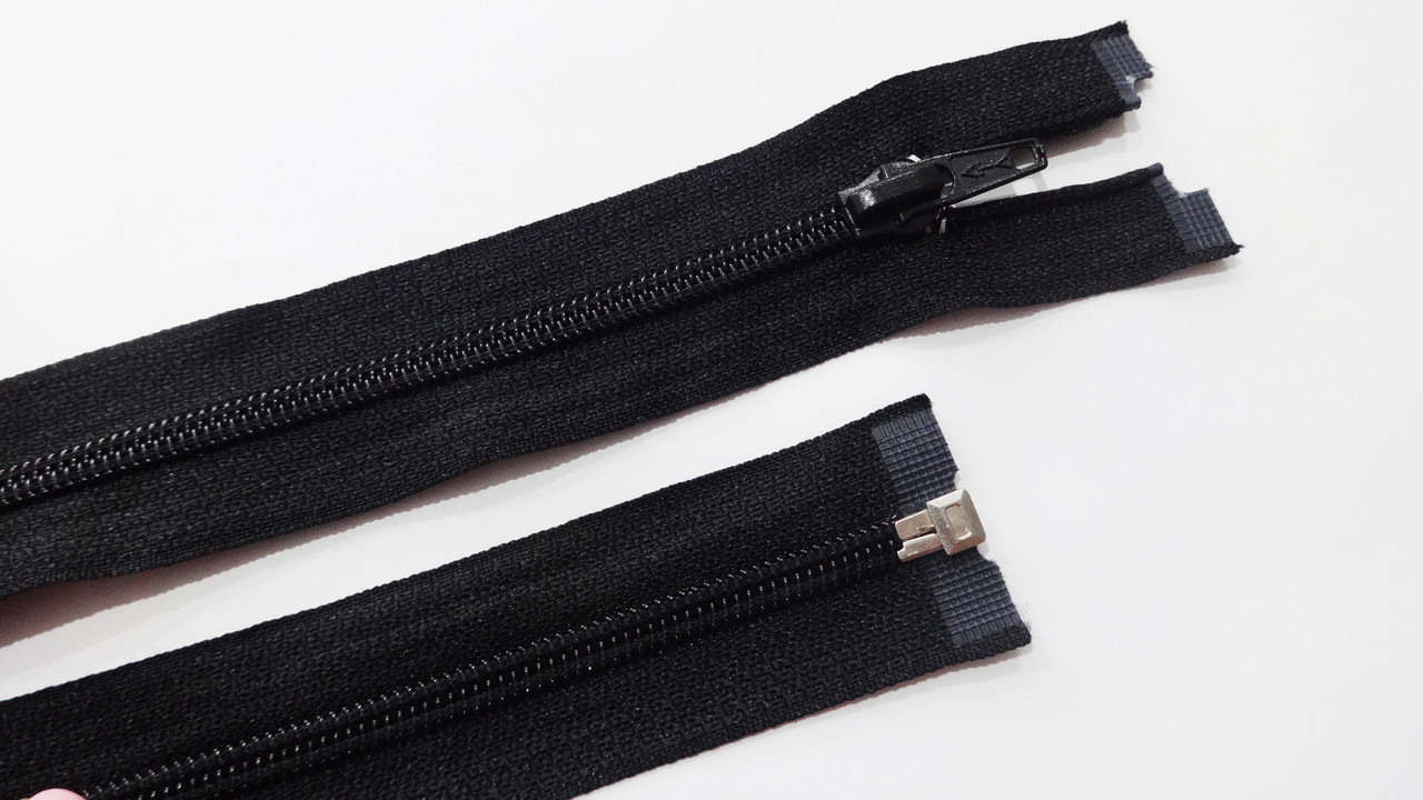 Блискавка спіральна No 5 роз'ємна 40 см 1 бігунок чорна, фото 1