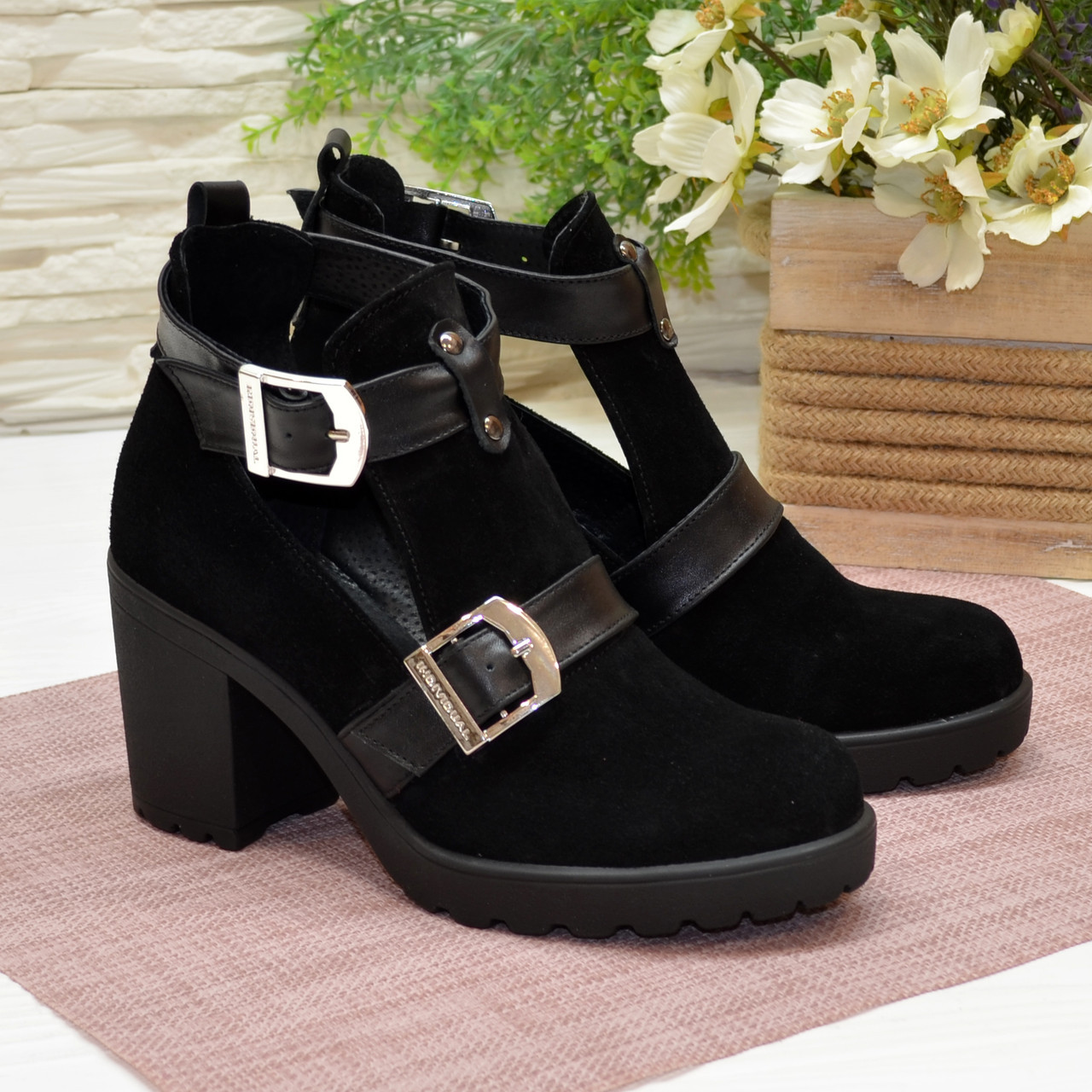 Ботильйони жіночі об'єднані на стійкому каблуці, фото 1