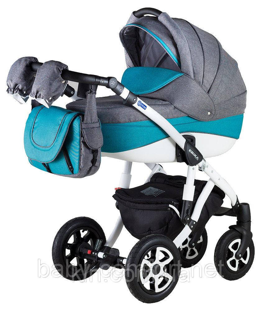 Універсальна коляска 2 в 1 Adamex Erika Len недорога нова якісна 403L сірий бірюзовий, фото 1