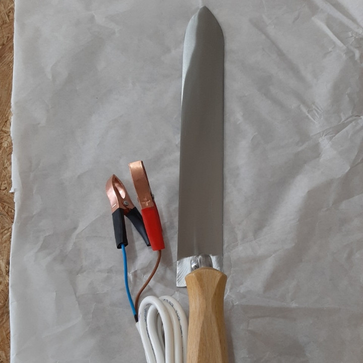 Ніж пасічний з електропідігрівом н/ж довжина 230 мм Гуслія, фото 1