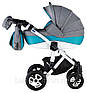 Універсальна коляска 2 в 1 Adamex Erika Len недорога нова якісна 403L сірий бірюзовий, фото 2