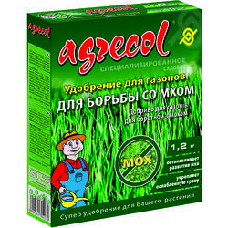 Добриво Agrecol для газонів і боротьби з мохом, 1.2 кг.