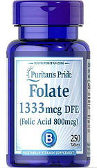 Puritan's Pride Folic Acid 800 mcg, Фолієва кислота (250 таб.)