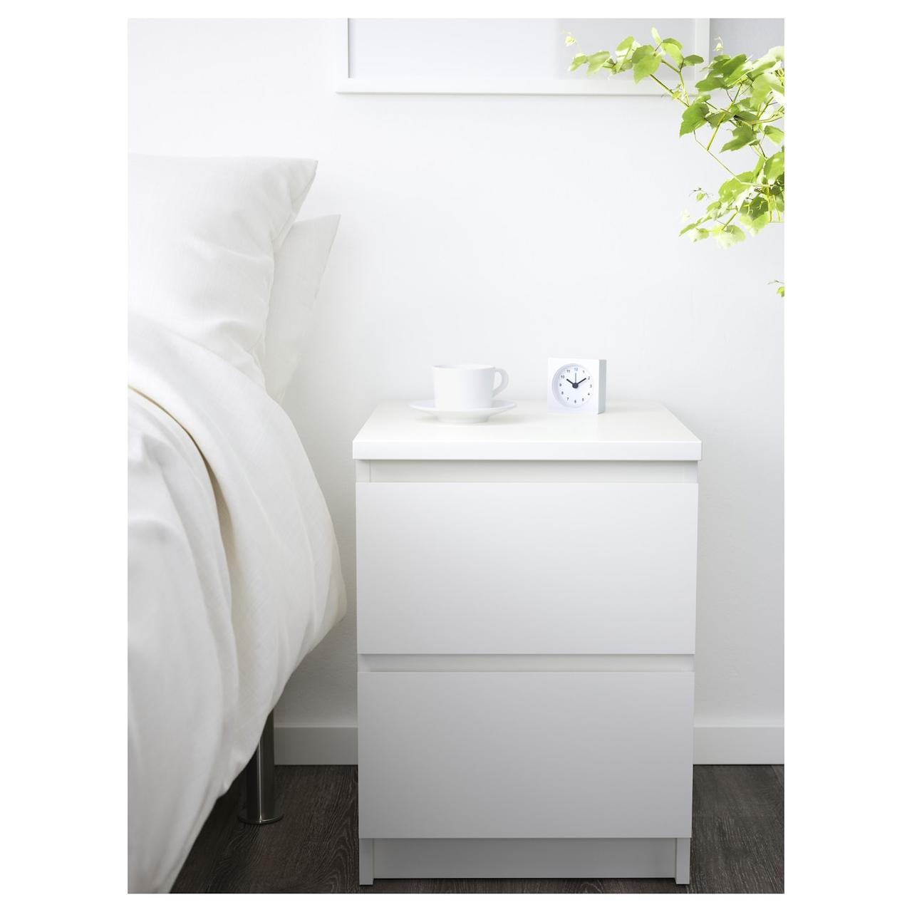 Комод с 2 ящиками IKEA MALM белый 802.145.49 - фото 2 - id-p1034414067