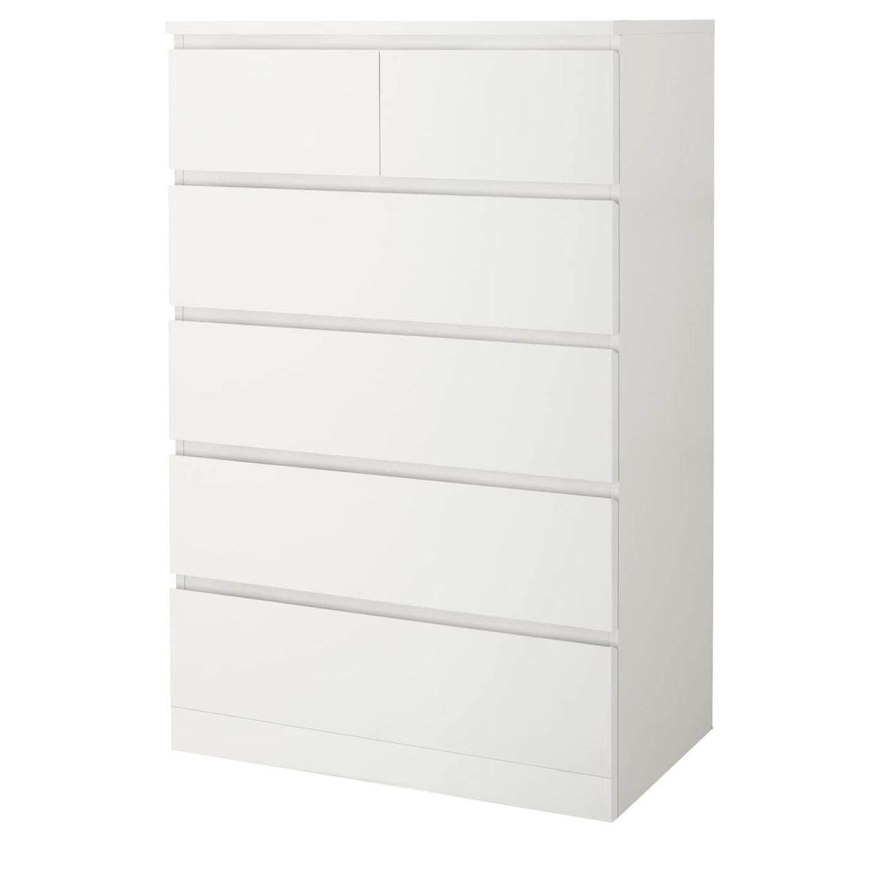 Комод IKEA MALM 80x123 см с 6 ящиками белый 604.036.02 - фото 1 - id-p1034414079