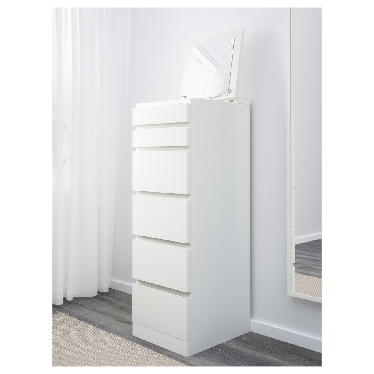 Комод IKEA MALM 40x123 см на 6 ящиков белый с зеркалом 704.035.93 - фото 2 - id-p1034414083