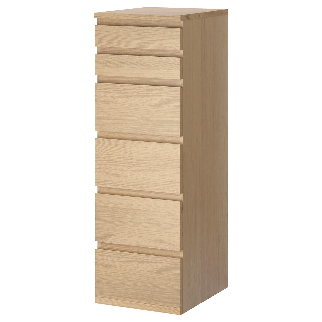 Комод IKEA MALM 40x123 см на 6 ящиків дубовий шпон з