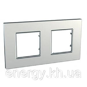 Рамка 2 пост. Unica Quadro Metallized Срібло MGU6.704.55