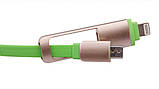 Кабель 2 в 1 для зарядки Apple і Android пристроїв (USB - Micro USB/iPhone/iPad) тип розсувний, рулетка, фото 5