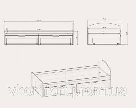 Кровать 90+2 односпальная с ящиками - фото 3 - id-p112952539